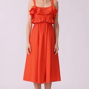 NWT Jason Wu red midi dress with ruffles